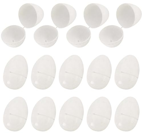 JIHUOO Lot de 50 œufs de Pâques vides en Plastique Blanc - Petits œufs de Pâques à remplir - Œufs artificiels pour décoration