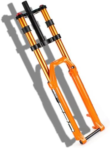 NBTRXWAFR DH Fahrrad Federgabel 27,5 29 Zoll Federweg 140Mm Luftdämpfung Rebound Adjust 1-1/8 MTB Scheibenbremse Gabel Steckachse 15×100Mm Manueller Lockout,Orange,27.5inch
