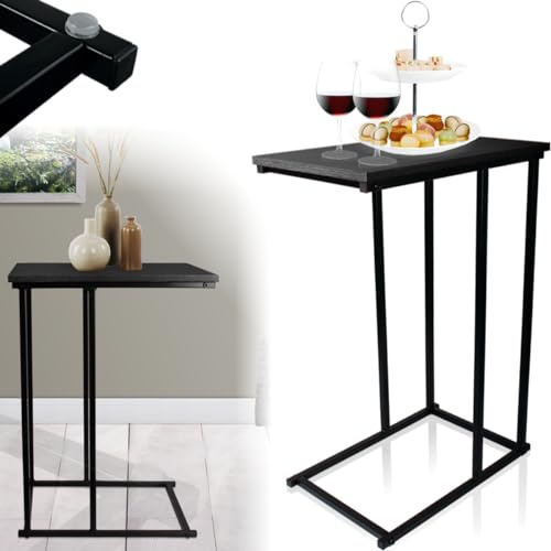 Stimo Beistelltisch Couchtisch Nachttisch Betttisch Sofatisch Laptoptisch Metallgestell Kaffeetisch (Schwarz)