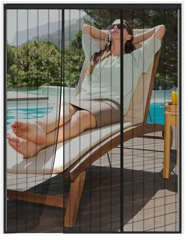 Magnet Fliegengitter Tür 240x220cm Magnetvorhang Doppeltür Türvorhang, Insektenschutz Fliegenvorhang, Automatisch Geschlossen, Anti-Moskito-Vorhang, für Doppeltür Schiebetür Terrassentür Moskitonetz