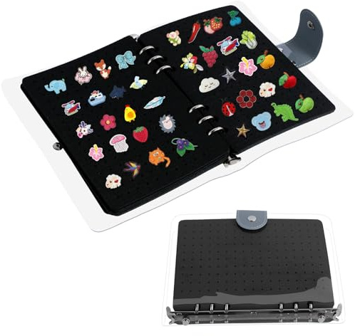 NZWBSHSSP 8 Pages Enamel Pin Display Book Pin Collection Display Book 23×17cm Large Pin Book Brooch Holder Pin Collector Storage Pin Organizer Pin Collection Book Up to Storing 350 Pins Badges(black)