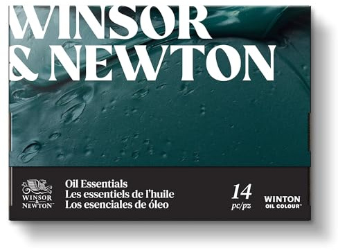 Winsor & Newton 1490713 Winton Ölfarben Set, 10 Ölfarben in 12ml Tuben, Ölmalblock, 2 Pinsel und Zubehör