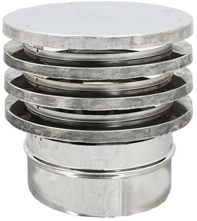 ALLINOX Terminale ZARA Antivento e Antipioggia In ACCIAIO INOX Comignolo Canna Fumaria Per Camino Con Base Tonda Stufa a Legna o Pellet INNESTO MASCHIO (DN 130)