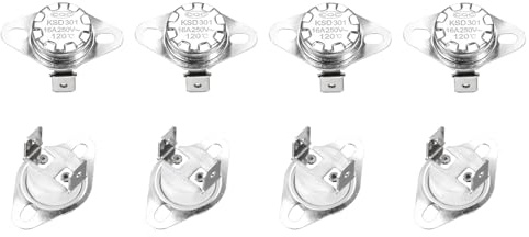 QUARKZMAN 8 Stück Thermoschalter 120°C Geschlossen 250V 16A Temperaturschalter Thermostat KSD301 Bimetall Thermoschutz für Mikrowellen, Backöfen, Kaffeemaschinen