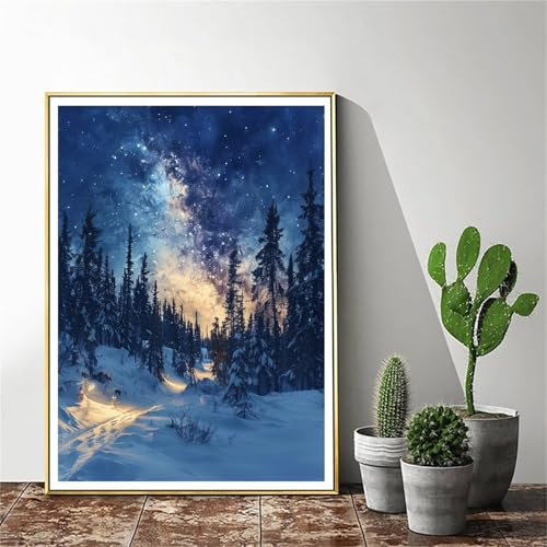 Malen Nach Zahlen Baum Malen Nach Zahlen Erwachsene Winter Malen Nach Zahlen kinder Paint by Numbers Handgemalt ölgemälde ,Pinseln und Acrylfarbe kreativ Set für Erwachsene (Rahmenlos) 40x50cm C-652