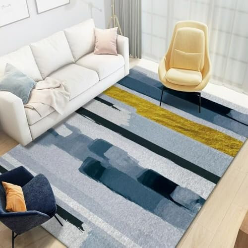 Bettumrandung Teppich Kitchen Mat Non Slip Waterproof 160X230CM Hand gemalt Farbe Zeichnung Design Wohnzimmer Schlafzimmer Teppich rutschfest schmutzabweisend waschbar Zimmer Deko Mädchen Haus Deko bl