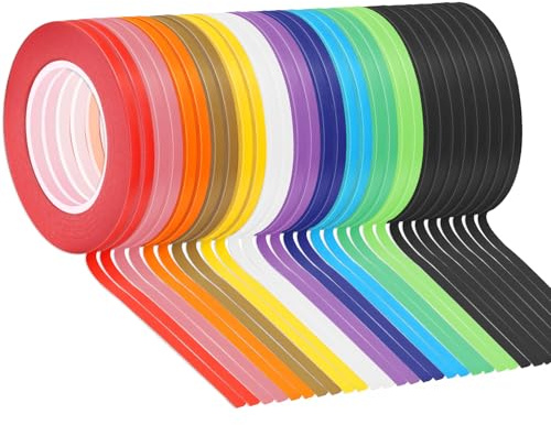 Lnngub 30 rollos de cinta adhesiva para pizarra, 13 m x 3 mm, cinta adhesiva de papel de protección, 12 colores, cinta gráfica autoadhesiva, cinta de crepé para manualidades DIY, scrapbooking