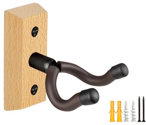 MUSO Gitarren-Wandhalterung, Gitarren-Hänger aus Buchenholz, U-förmige Gitarren-Wandhalterung, Gitarren-Halterungshaken, Wandhalterung, Gitarrenzubehör für Akustik-, E-Gitarre, Banjo, Bass, Ukulele