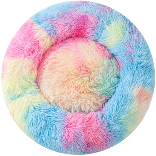 Donut Dog Bed Cat Bed Chihuahua Beds Fluffy Pet Bed Rabbit Bed Pet Cave Beds for Dogs Small Donut Dog Beds Tiny Pet Bed for Teacup Puppy Beds Up to 7 Lbs Small Pet