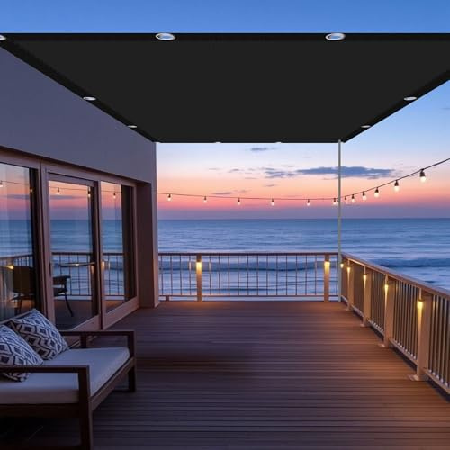 Sun Shade Sail Canopy 70 x 300 cm Rectangle Pes 98% UV Block Water Resistant Canopy Outdoor with Mounting Ropes for Garden Shade Patio Lawn, Black
