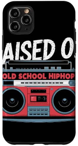 RAISED ON OLD SCHOOL HIPHOP Boombox Années 80 Musique Rap Coque pour iPhone 11 Pro Max