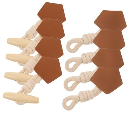 OFFIGAM 8 Paare Knebelknöpfe Holz für Kleidung Retro Verschlussknöpfe für Jacken Mäntel und Sweater PU Leder Vielseitig Einsetzbar Einfach zu Handhaben und