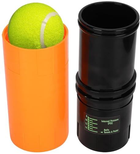 Pressurizer Saver Tennisball – Druckball für 4 Bälle | integrierte Pumpe | für alle Oberflächen des Hofes | Paddelkugeln mit hoher Sichtbarkeit HV Feel | Für das Training | Pumpe | Für alle Feldoberflächen | Paddle-Bälle mit HV High Visibility Feeling | Für Training