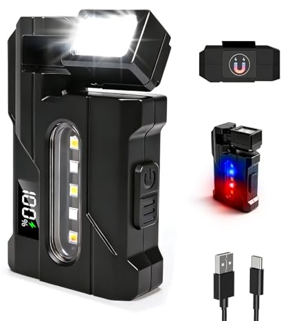LED Taschenlampe Aufladbar, Mini EDC Taschenlampe mit 7 Modi, 270° Drehbar, Dual-Licht, LED Display, Magnetische Akku Taschenlampen mit Clip, Kleine Flashlight für Camping Outdoor Wandern Notfall