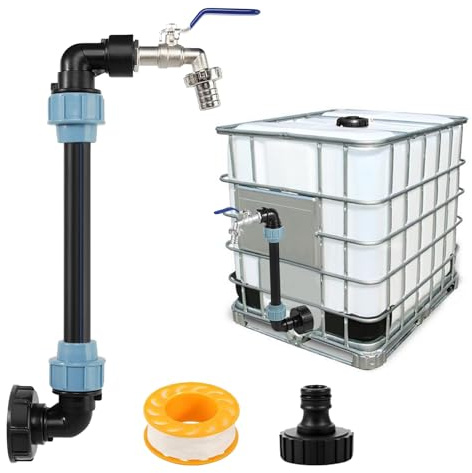 Robinet IBC Col de Cygne de Cuve, Adaptateur IBC avec Col de Cygne en Laiton, Robinet Cuve 1000L, Robinet d'Arrêt S60 x 6 3/4 pour Réservoir d'eau de Pluie 1000 L - Accessoire pour Réservoir IBC