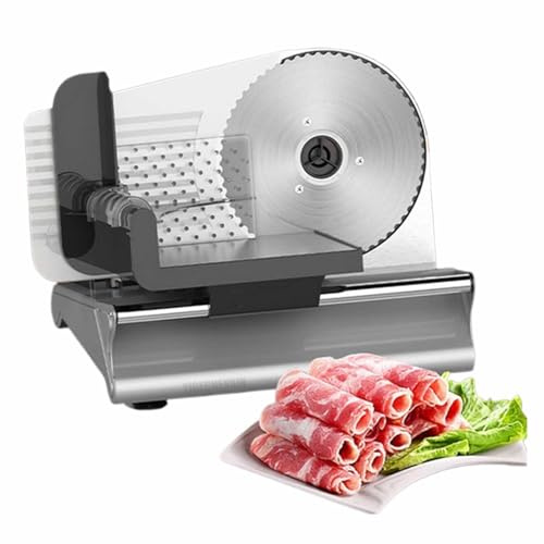 YIGECHENXIN Cortadora de Cocina eléctrica Comercial de 200 W, cortadora de Carne de Res y Cordero para Uso doméstico, Material de Acero Inoxidable, compacta y fácil de almacenar.