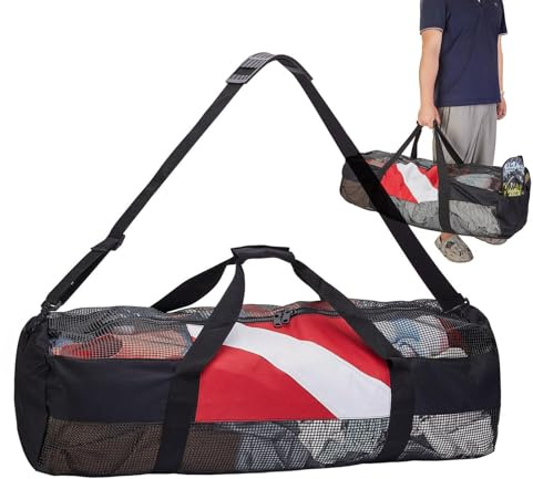 Tauchtasche aus Netzstoff – Design mit großem Fassungsvermögen, langlebiger Reißverschluss, schnell trocknender Stoff, leichte faltbare Ausrüstung | tragbare Strandtasche zum Schwimmen, Surfen