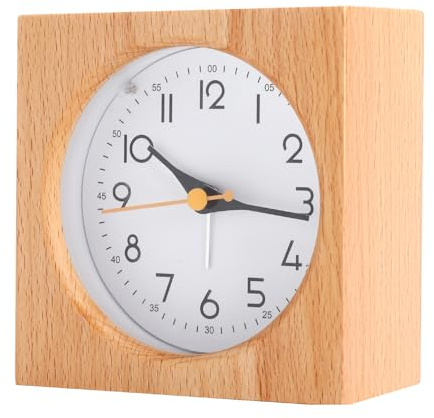 TNSLAND Réveil Analogique Silencieux réveil en Bois Fonction Snooze et Veilleuse, RéVeil Matin à Piles, Silencieux sans Tic Tac, Naturel pour Chambre à Coucher, Maison et Voyage