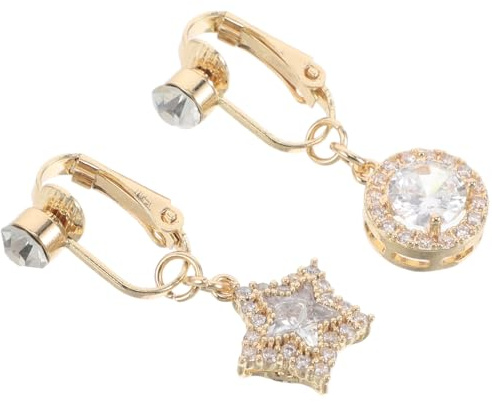 VALICLUD Lot de 2 Faux Piercings Nombril Clip en Zircon Étoile à 5 Branches Dorée Anneaux de Nombril sans Perçage pour Femmes Bijoux de Ventre Élégants et Résistants à la Corrosion pour