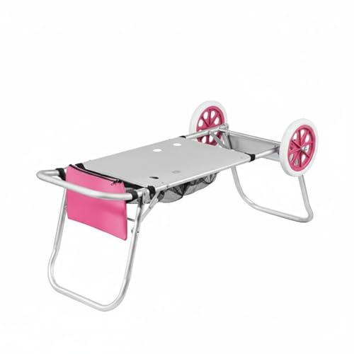 TAIZhiChen Carrello Portapacchi Pieghevole in Alluminio Salvaspazio Carrello da Spiaggia Pieghevole Robusto Trolley Portapacchi per Shopping, Rosa