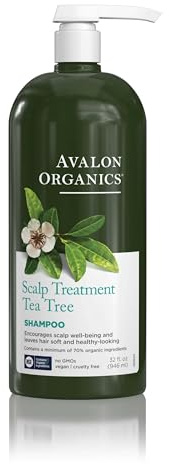 Avalon Organics Scalp Treatment Tea Tree Shampoo, Encourages Scalp Well-Being and Leaves Hair Soft, 32 Fluid Ounces