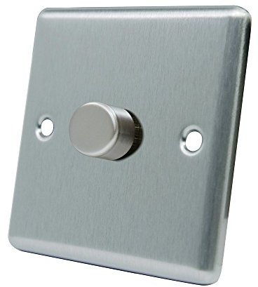AET CSC1GDIMLED 10 A 250 W 1-Gang 2-Way Satin Finish Chrome Classical Single LED Light Dimmer Switch