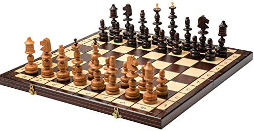 Tolle alte Polnisch - 56cm/22 Zoll verkrustet mit Kupfer Luxus Holz Schachspiel
