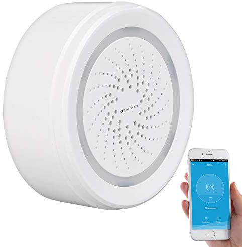 VisorTech WiFi Sirene: WLAN-Alarm-Sirene mit App, kompatibel mit Alexa, Siri & Google Assistant (Elesion, WiFi Alarm, Netzwerk)