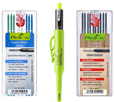 Pica Marker Dry Longlife Automatic Pen 3030 + 8 St. Spezialminen Basis 4040 + 10 St. Graphit-Mine 4050, Härte H