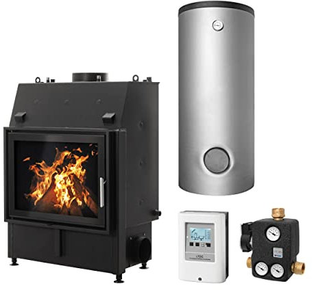 Schmitzker KS3075 No5 12 kW Wasserführender Kamineinsatz - Komplett-Set Pufferspeicher TPSM 500L, inkl. Isolierung