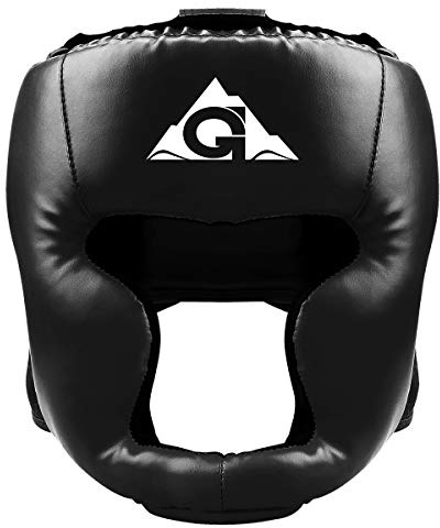 GROOFOO Boxningshjälm för barn och vuxna i PU-läder, boxningshjälm, MMA, kickboxning, MMA, Muay Thai, sparring, kampsport, karate, taekwondo