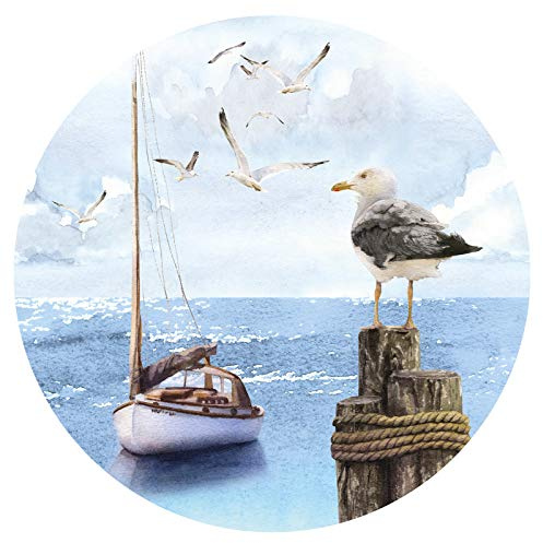Wandaro Wandsticker Wandtattoo Wohnzimmer Wandaufkleber Schlafzimmer maritim Ostsee Vogel Wandbild Esszimmer Wanddeko Flur Tapete selbstklebend 60 cm rund DL585