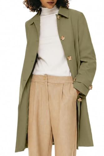 Orolay Women's Trench Coat Single-Breasted Mid Long Classic Lapel Windproof Slim Outerwear Coats