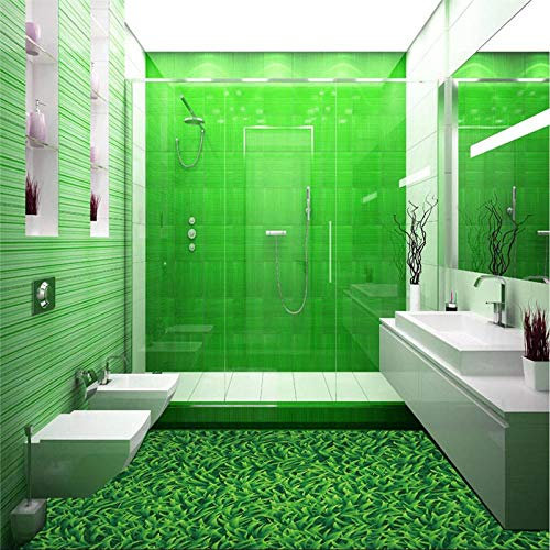 Benutzerdefinierte 3D-Bodenfolie Bodenmalerei HD grüne Wiesenlandschaft Wasserdicht Badezimmer Küche PVC Selbst Wandaufkleber Boden-400 * 280cm