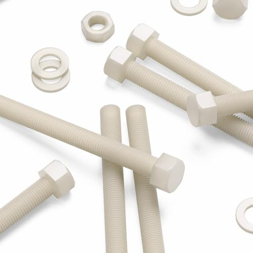 5x PA66-Nylon-Sechskantschrauben natur M16 x 150mm, Muttern & Scheiben | Robuste Sechskantschrauben sind korrosionsfrei, elektrisch nicht leitend und nicht magnetisch