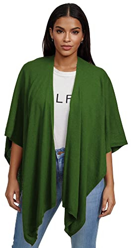 Glamexx24 Damen Poncho Schal Cashmere Feeling Strick Cape Frauen Poncho Cardigan XXL Umhängetuch für Frühling und Herbst Made in Italy