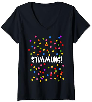 Damen Stimmung Konfetti Silvester Karneval Kostüm Fasching lustig T-Shirt mit V-Ausschnitt