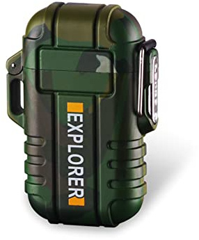 CUTTE USB Encendedor Electrico Recargable Mechero Electrico Encendedor de Cigarrillos de Doble Arco Resistente al Agua, a Prueba de Viento Encendedor de Bolsillo Portát,Camouflage