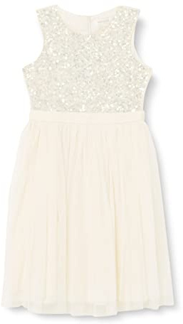 Maya Deluxe Mädchen Maya Deluxe Kleid Mädchen Paillettenverziertes Hochzeit und Geburtstag Festlich mit Bandschleife Brautjungfernkleid Kleid (1er Pack)