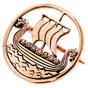 WINDALF Wikinger Fibel SVOLD 2.5 cm Viking Drachenboot Brosche Bronze