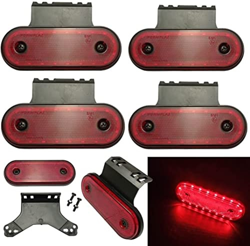 Formplas 4 x LED Begrenzungsleuchten 12v 24volt Positionsleuchten Anhänger LKW PKW Wohnmobil Wohnmobil Rot E9