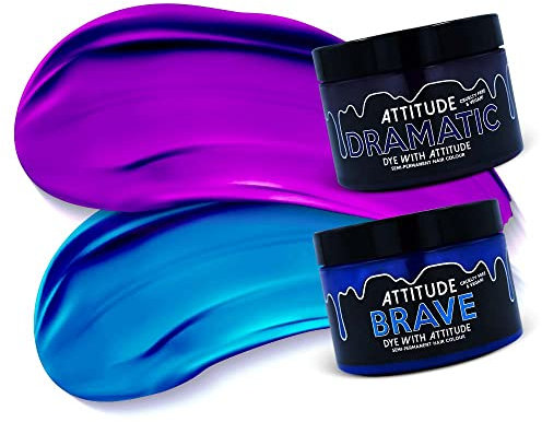 Attitude Hair Dye - Space Angel duo Combo de tintes semipermanentes para el cabello - Púrpura/Azul