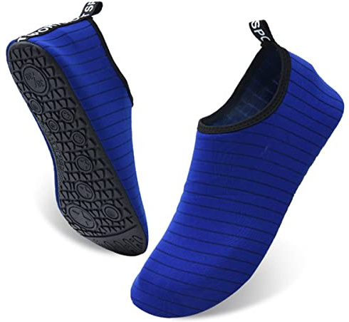AUXDIQ Schwimmschuhe Badeschuhe Aquaschuhe Surfschuhe Wasserschuhe Strandschuhe Barfuß Schnell Trocknend für Damen Herren, Stil 1 Blau, 42/43 EU