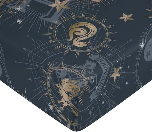 Belum Harry Potter Spannbettlaken, Maße: 140 x 200 cm + 35 cm, Faltenbalg - Stoff: 100% Baumwolle, 175 Fäden, Modell: Hpotter Gold