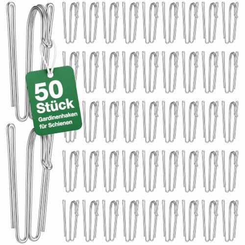 50 Ganchos de Cortina Resistentes para Ropa, 4 Puntas, Ganchos Plegables, Ganchos para Cortina de Ducha, Ganchos para Cortinas de Puerta, Ganchos Plegables con 4, Acero Inoxidable