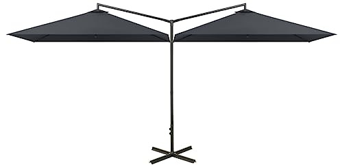 vidaXL Doppel-Sonnenschirm mit Stahl-Mast 600x300 cm Anthrazit