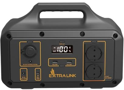 EXTRALINK EPS-S500S Power Station 510Wh 800W, 2xUSB 1xUSBC PD 100W, Generateur Electrique portable, MPPT, Fonctionne à l'énergie solaire, 2x 230V AC 1xDC, Ecran LED, Groupe Electrogene solaire