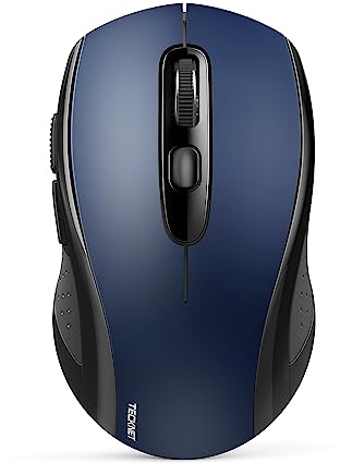 TECKNET Bluetooth Maus, 4000 DPI Maus Kabellos (Tri-Mode: BT 5.0/3.0+2.4GHz) Funkmaus mit USB-Empfänger, Ergonomische Tragbare Mouse Bluetooth für Laptop PC Computer, Mac OS, Android, Windows, Blau
