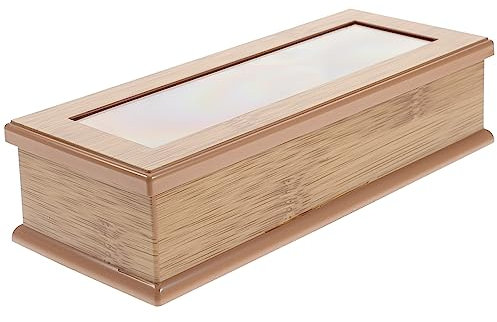 Mikinona Light Brown Chopsticks Storage Box Japanese Style Utensil Organiser Lid PC Material Flatware Holder Cabinet Storage Tray for Kitchen