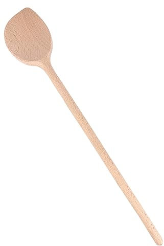 Balna 1 Stück Kochlöffel Holz 35 cm mit Ecke, Holzkochlöffel aus Buche Holzlöffel, Stabiler Rührlöffel für Pfannen, Töpfe, Kessel und Grill